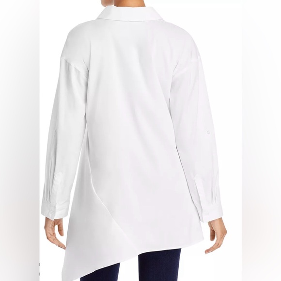 Cupio Roll Sleeve Asymmetrical Hem Tunic Size S in White - Picture 2 of 12